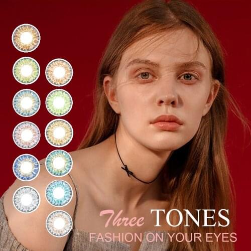 1pair Classic Contact Lenses For Eye Hotsale 3Tones Contact Lens Cosmetic 12 Colors Contacts Yearly Use Fast Shipping