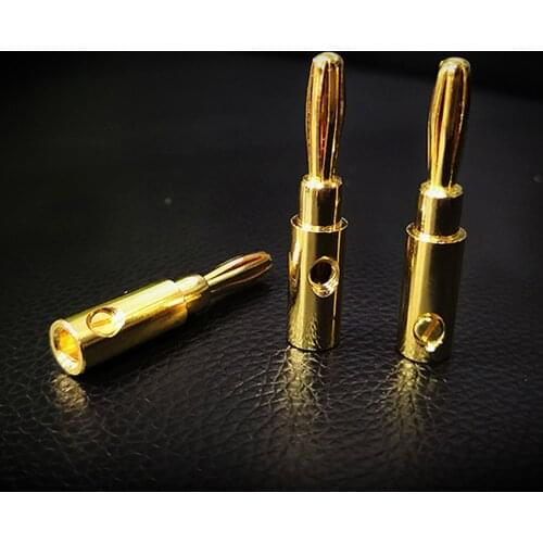 1PC pure copper gold-plated banana head amplifier speaker speaker cable plug welding-free audio cable connector terminal block