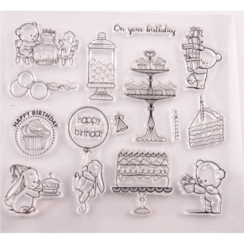 1pc Happy Birthday Transparent Clear Silicone Stamp Seal Cutting DIY Scrapbooking Rubber Stamping Coloring Diary Decor Reusable