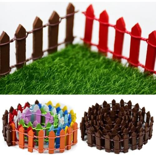 10pcs 9.5*3cm Colorful Mini Fence DIY Miniatures Fairy Garden Supplies Cute Maison Figurine Home Room Decor Wooden Craft Kawai