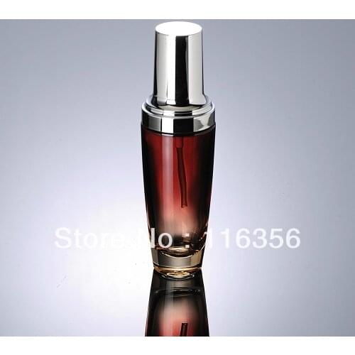 100ml red glass lotion bottle with silver pump for Cosmetic Packaging