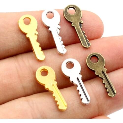19x7mm 30pcs Gold Bronze Antique Silver Plated Key Handmade Charms Pendant:DIY for bracelet necklace