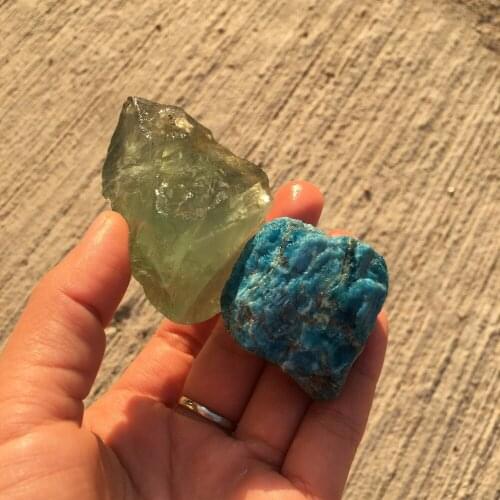 2PCS natural gemstone green flourite&blue apatite mineral reiki healing crystals stone meditation for home decoration wholesale