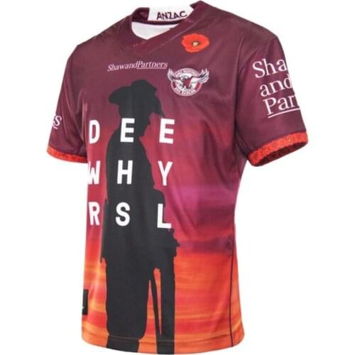 2021 Manly Sea Eagles ANZAC Rugby Jersey size S-3XL-5XL