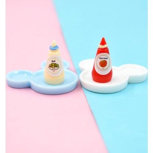 4pcs/set 1:12 Dollhouse Miniature Food Mini Ketchup Salad Dressing Imitation Toy Doll House Kitchen Supplies Model Accessories