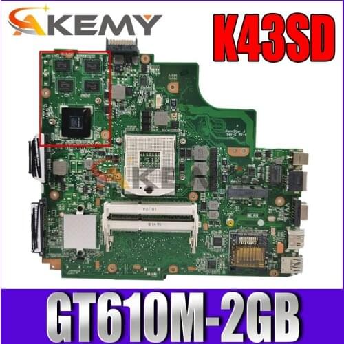 Akemy K43SD Laptop motherboard for ASUS K43SD K43S original mainboard HM65 GT610M-2GB