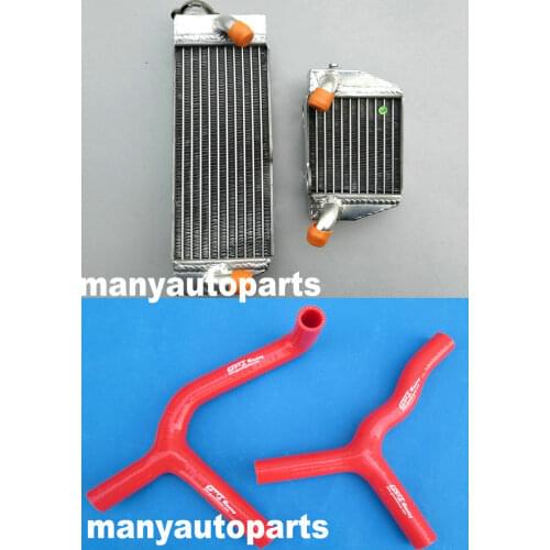 Aluminum radiator + RED silicone hose for KTM SX85 SX105 2003-2012 04 05 06 07 08 09 10 11 12