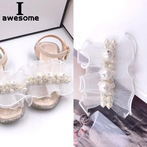 DIY White Fashion Beading Veil Bridal Wedding Party Shoes Accessories For high Heels Flats Slipper Shoe Decorations flower