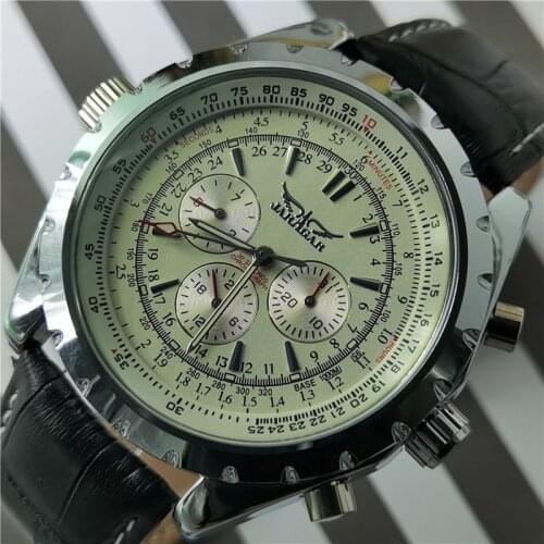 Jaragar Sport Automatic Mechanical Watches Pilot Design Leather Men’s WristWatchTop Luxury Fashion Male Watch Relogio Masculino