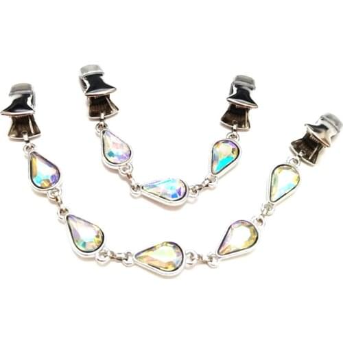 Color Crystal Cardigan Clip Women Clothing Clamps Sweater Rubber Guard Cases Shawl Cape Cloak Clasps