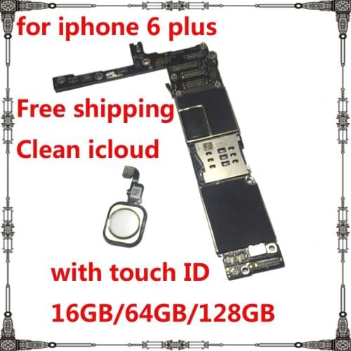 For iphone 6 plus 6p 100% Unlocked motherboard 16gb 64gb 128gb IOS System mainboard with / No touch ID full chips logic board