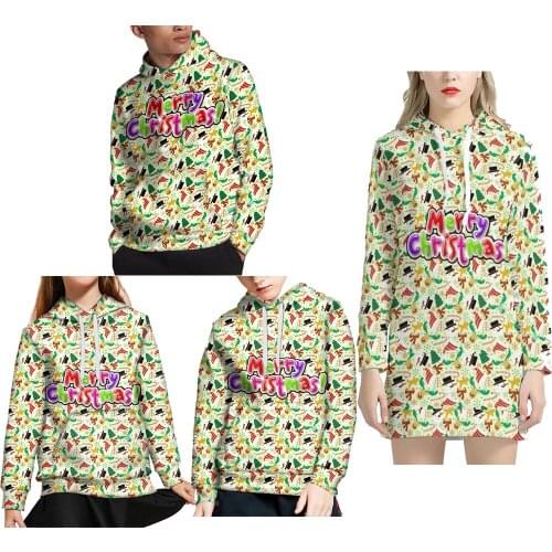 HYCOOL Xmas Mom And Me Hoodie Sets Kids Looney Tunes Wholesale 4pcs Family Christmas Clothes Mother Unisex Kids Hoodie Set 2021