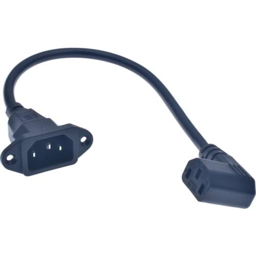 IEC320 C14 to C13 Extension cord,C14 with screw holes and C13 Right Angled Short,30cm lenght,H05VV-F 3G 0.75MM