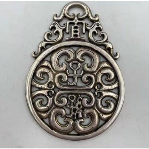 China White copper Hollow out archaize phoenix statue