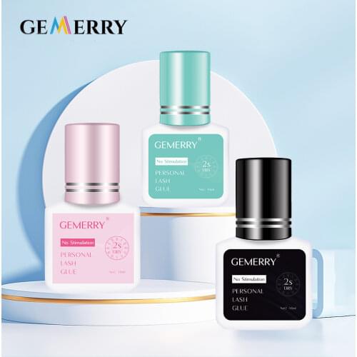 GEMERRY 5/10ML Eyelash Extensions Glue 1-3 Seconds Fast Drying Eyelashes Glue Professional Black Adhesive Waterproof Long Last