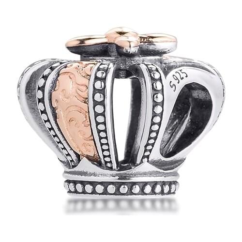 Crown Charm Spring Collection Mothers Day DIY Woman Beads Jewelry 100% Real Sterling Silver S925 Pendant for Bracelets
