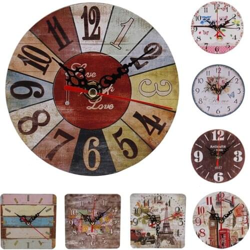 Creative Vintage Wall Clock Sitting Room Clock Imitation Wood Clock Bedroom Indoor Decor (Not Included Battery)