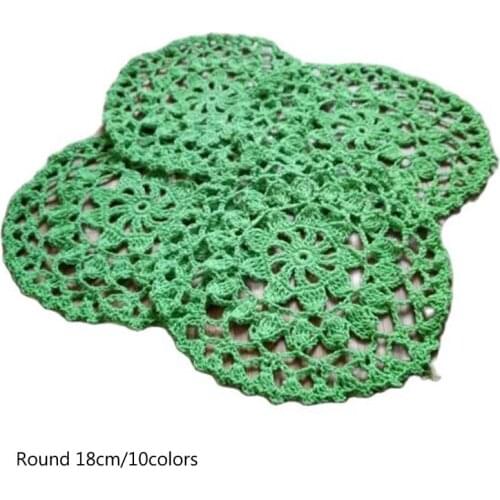TOP Round lace cotton table place mat pad Cloth crochet drink placemat cup mug Christmas tea coffee coaster dining doily kitchen