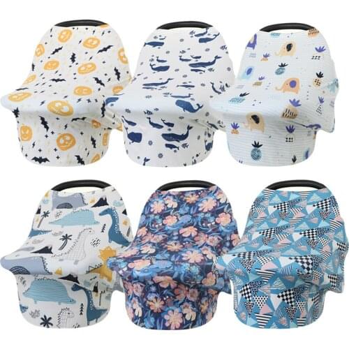 Multifunctional 5 In 1 Baby Breastfeeding Cover Car Seat Cover Canopy Shopping Cart Cover Trendy Scarf Breathable Nursing Cover