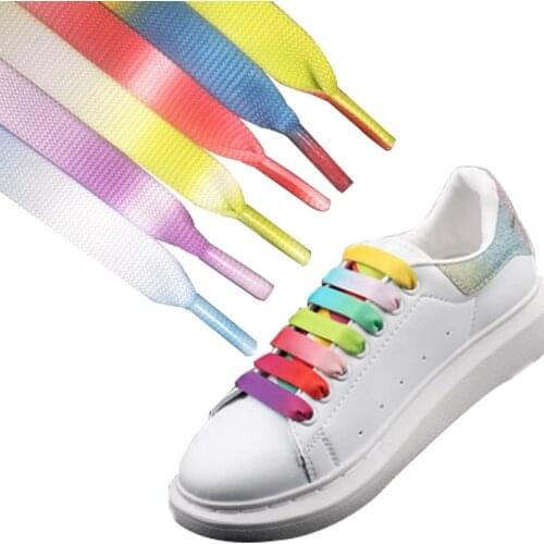 Fashion Gradient Shoelaces Flat Colorful Shoe laces for Casual Sneakers Laces Shoes 1.2CM Width 2021 New Rainbow Shoelace