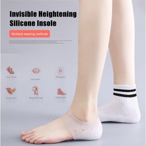 Invisible Height Increase Insoles Women Men Heel Pads Silicone Gel Lift Insole Dress In Socks Cracked Foot Skin Care Tool