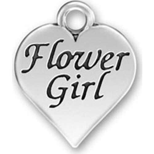 2021 New Hand-made Gift Flower Girl engraved Heart Charm Jewelry charms for necklace
