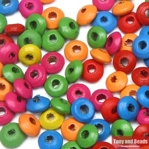 Natural Wood Dye Random Wooden Rondelle Spacer Loose Beads 6 8 10 12MM Pick Size For Jewelry Making WB2