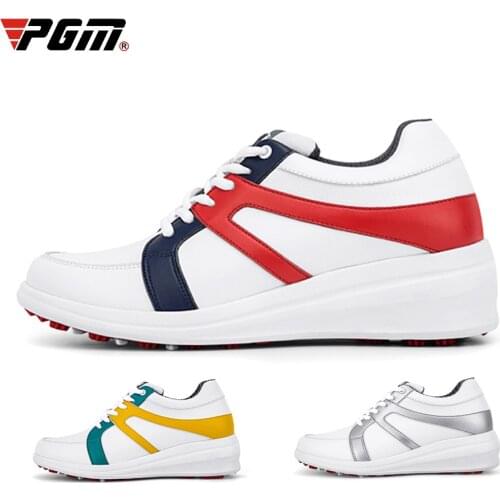 Pgm Women Waterproof Breathable Golf Shoes Height Increasing Sports Sneakers Lace Up Training Shoes EU35-39 D9104