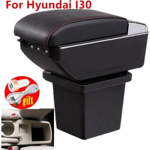 Armrest For Hyundai Elantra Touring i30 i30cw 2007-2011 Dual layer Leather Central Store Content box with cup holder ashtray USB