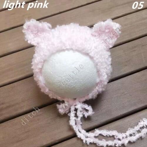 Newborn Photography Props, Coral Mink Phoenix Down, Handmade Knitted Hat