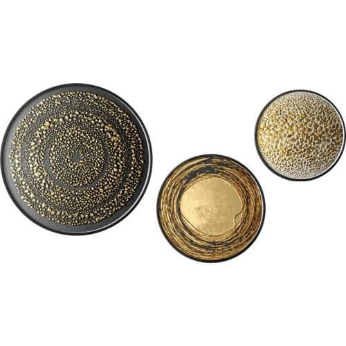 Hand Painted Simple and Light Luxury Decorative Painting Restaurant Black Gold Wall Painting Living Room Hanging Painting