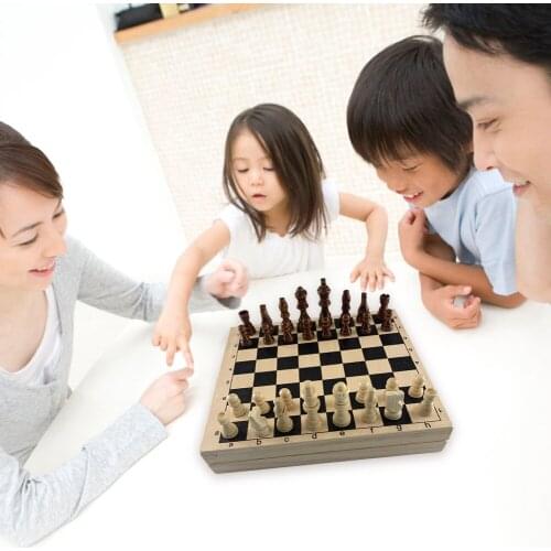 Chess Board Desktop Kids Puzzle Games Toys Wooden Folding Bouncing Chess Set Chess Board Toys Children Gifts