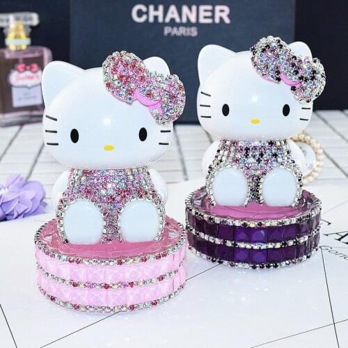 Cute Car Air Freshener Holder Rhinestone Diamond Kitty Cat Car Perfume Air Fresheners for Cars Bathroom Home Decor Accessories