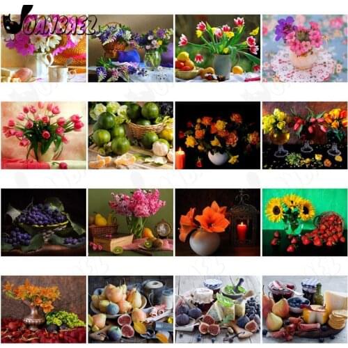 Modern Still Life Fruit Diamond Painting 5D Diy Wall Art Flower Lily Orange Diamond Inlaid Home Room Decoration Accessories