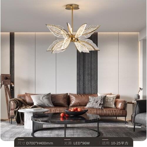 Modern Butterfly Living Room LED Pendant Lamp Nordic Simple Bedroom Kitchen Creative Golden Transparent Acrylic Wing Chandelier
