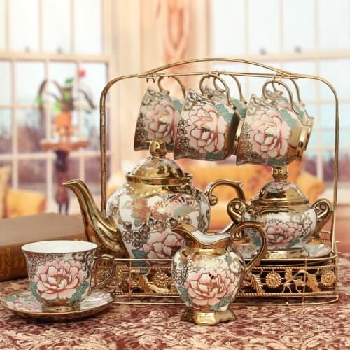 Wedding European Ceramic Household Water Cup Teaware Set Creative Living Room Heat Resistant Cooling Water Pot Wedding Gift
