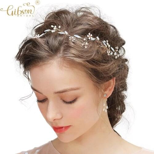 Wedding Crystal Headbands Freshwater Pearls Opal Hair Vine and Earring Set Bridal Bridesmaid Headpiece Girls Prom Jewelry