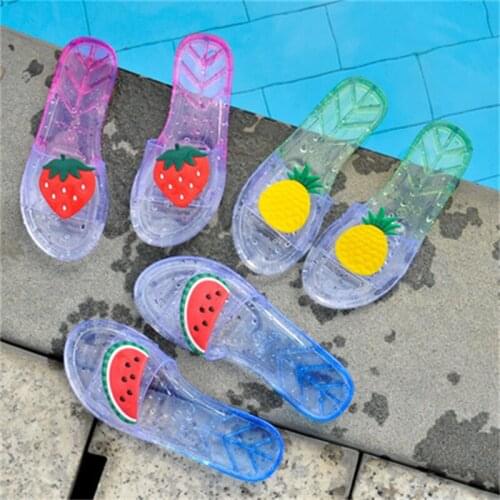 Slippers Women Summer Korean Style 2021 Fashion Crystal Transparent Soft Bottom Beach Flat Shoes Oбувь для женщин летняя