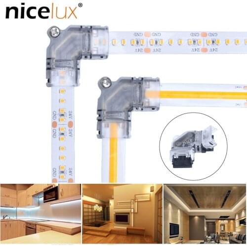 5pcs Corner LED Strip Connector 90 degrees Right Angle for 2pin 4pin RGB Single Color LED Tape Light COB FOB Strip Conectors