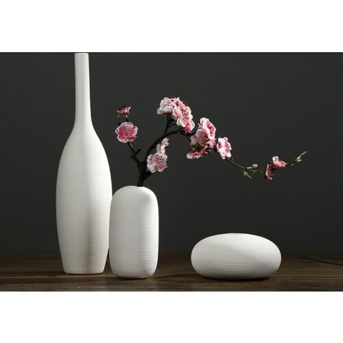 Northern European-Style White Ceramic Vase Set Decoration Modern Minimalist Flower Container Living Room Home Decoration