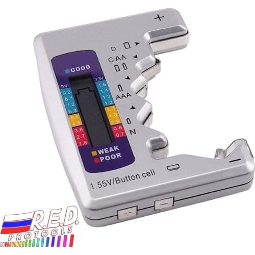 Universal Tri-color LCD Bar Graph Display Battery Tester Checker Batteries C D N AA AAA 9V 1.5V