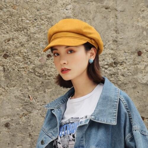 H3576 Women Beret Hat Autumn Winter Korean High Quality Fashion Pure Color Cap Men British Retro Newspaper Short Eave Girl Hats