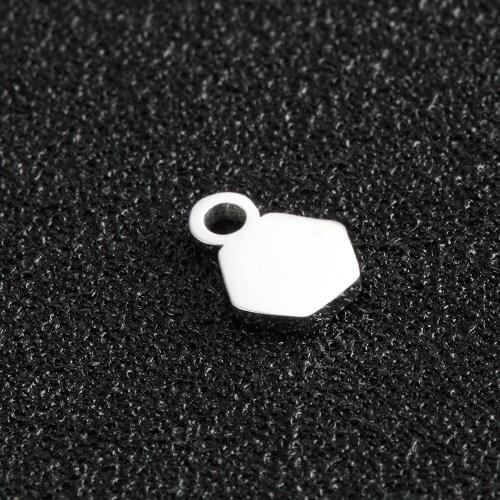 10pcs/Lot Hexagon Charms Stainless Steel Pendant For DIY Jewelry Making Necklace Earring Accessories 6*8mm