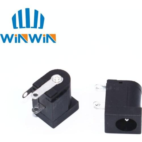 100Pcs DC-005 Black DC Power Jack Socket Connector DC005 5.5*2.1mm 2.1 socket Round the needle
