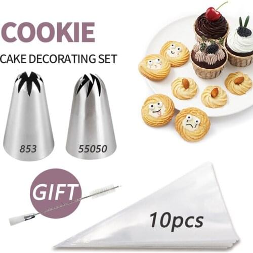 12pcs Large Cookies Piping Nozzles Cake Cream Decoration Icing Stainless Steel Tips Cupcake Decorating Pastry kitchen Tools