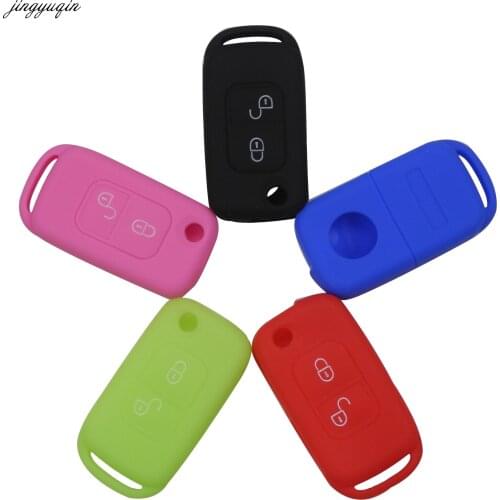 Jingyuqin 2 buttons Silicone Flip Folding Car Key Case For Mercedes Benz E113 A C E S W168 W202 W203 Protector Cover