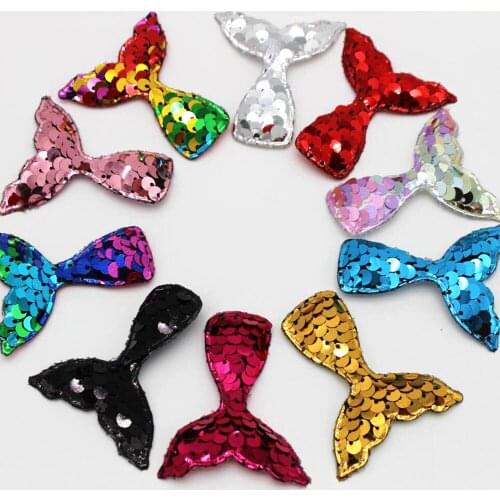 20PCS 55mmx50mm colorful reversible fish scale sequins patch hairpin sparkles DIY crafts decoration mixed cloth paste fashion