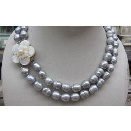 32''classic AAA 9-10MM SOUTH SEA GRAY PEARL NECKLACE