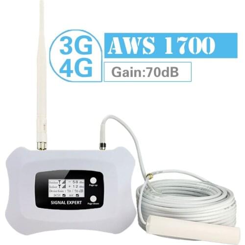 4G AWS 1700 2100 Mobile Phone Signal Amplifier AGC LCD Display 70dB 4G LTE Repaeter Full Intelligent 2100mhz Cellular Booster