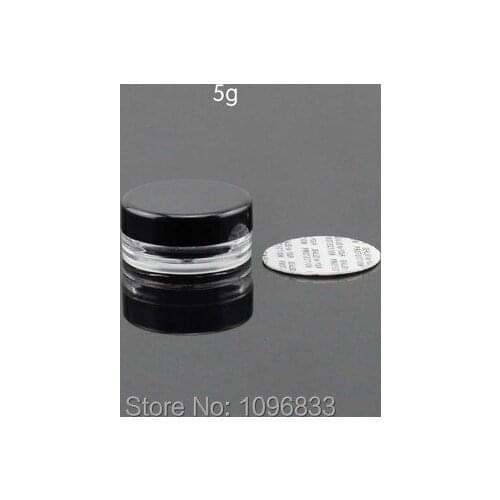 5G Black Jar with Membrane, 5g Cream Jar, 5ml Plastic Empty Packing Box, Cosmetic Cream Jars, Round Containers, 50pcs/Lot